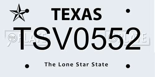 TSV0552 Texas License Plate
