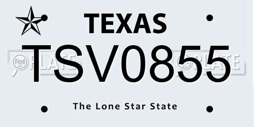 TSV0855 Texas License Plate