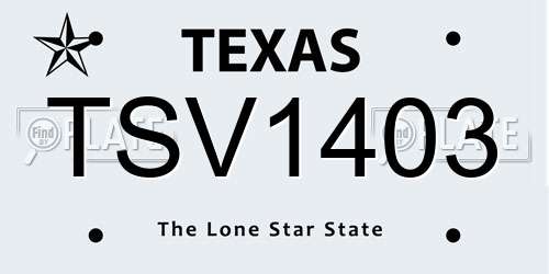 TSV1403 Texas License Plate