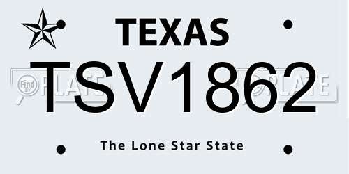 TSV1862 Texas License Plate