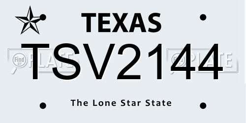 TSV2144 Texas License Plate