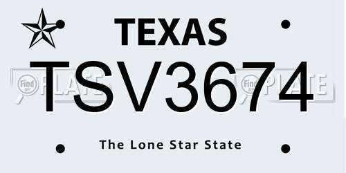 TSV3674 Texas License Plate