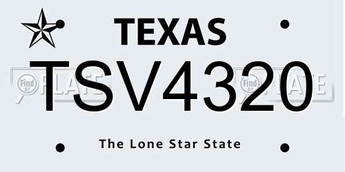 TSV4320 Texas License Plate