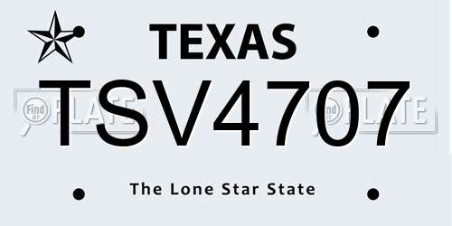 TSV4707 Texas License Plate