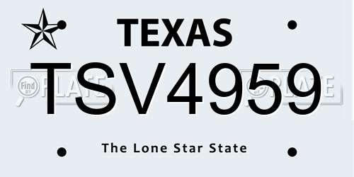 TSV4959 Texas License Plate