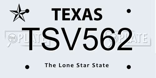 TSV562 Texas License Plate