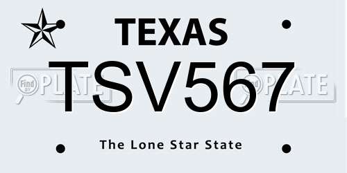 TSV567 Texas License Plate