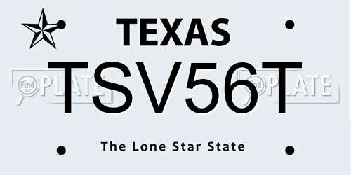 TSV56T Texas License Plate