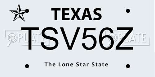 TSV56Z Texas License Plate