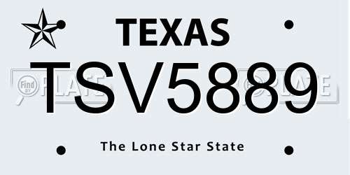 TSV5889 Texas License Plate