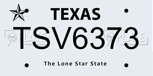 TSV6373 Texas License Plate