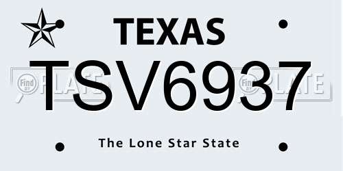 TSV6937 Texas License Plate