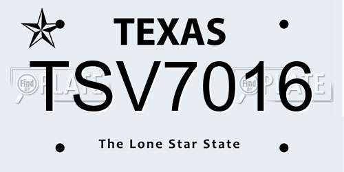 TSV7016 Texas License Plate