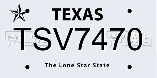 TSV7470 Texas License Plate