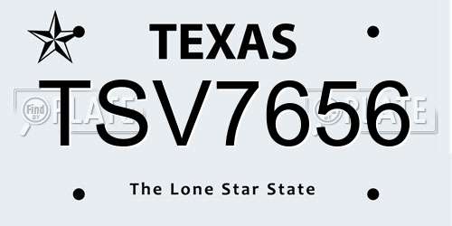 TSV7656 Texas License Plate