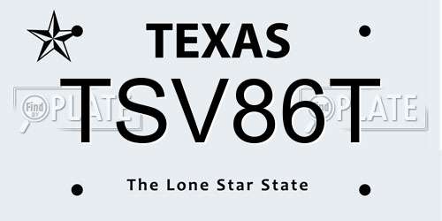 TSV86T Texas License Plate