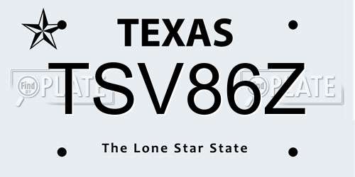 TSV86Z Texas License Plate