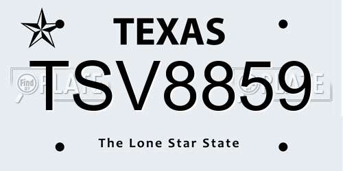 TSV8859 Texas License Plate