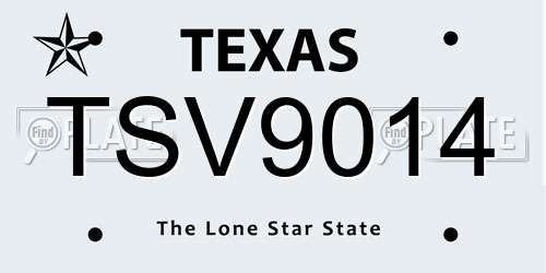 TSV9014 Texas License Plate