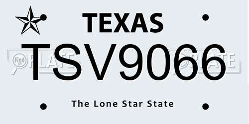 TSV9066 Texas License Plate