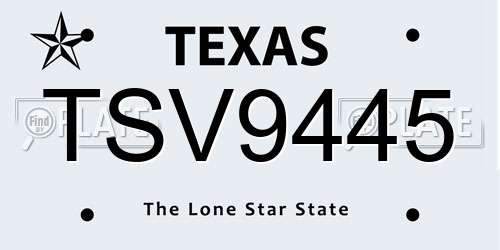 TSV9445 Texas License Plate