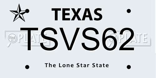 TSVS62 Texas License Plate