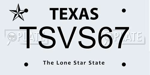 TSVS67 Texas License Plate
