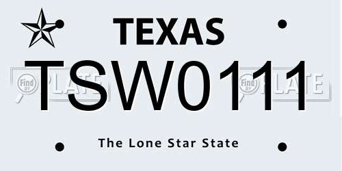 TSW0111 Texas License Plate