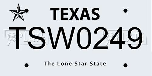 TSW0249 Texas License Plate