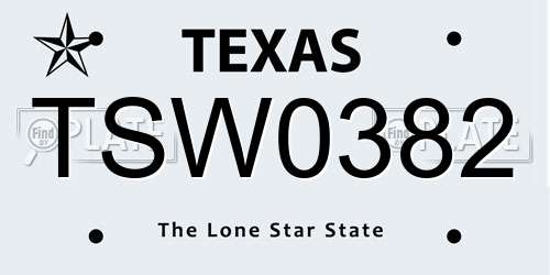 TSW0382 Texas License Plate