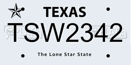 TSW2342 Texas License Plate