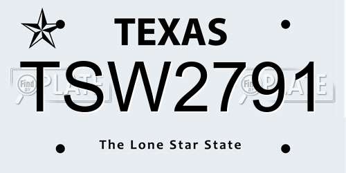 TSW2791 Texas License Plate