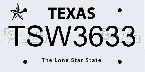 TSW3633 Texas License Plate