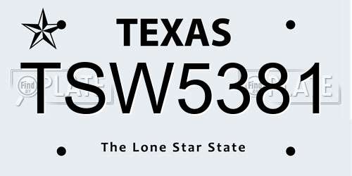 TSW5381 Texas License Plate