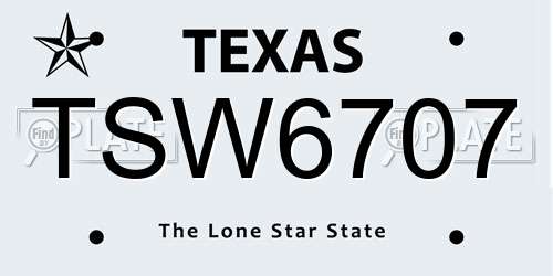 TSW6707 Texas License Plate