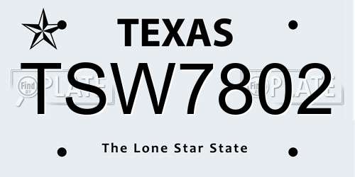 TSW7802 Texas License Plate