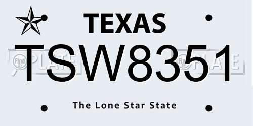 TSW8351 Texas License Plate