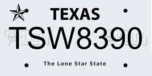 TSW8390 Texas License Plate