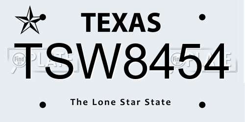 TSW8454 Texas License Plate