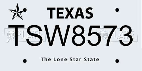 TSW8573 Texas License Plate