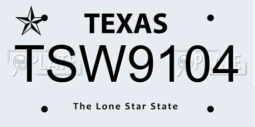 TSW9104 Texas License Plate