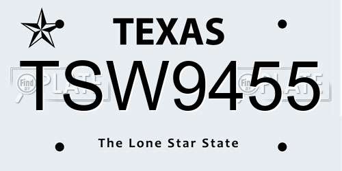 TSW9455 Texas License Plate