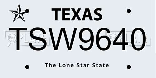 TSW9640 Texas License Plate