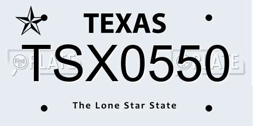 TSX0550 Texas License Plate