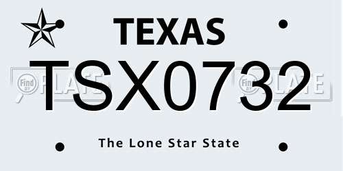 TSX0732 Texas License Plate