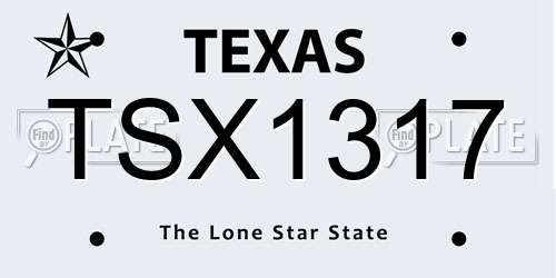 TSX1317 Texas License Plate