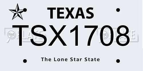 TSX1708 Texas License Plate