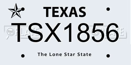TSX1856 Texas License Plate