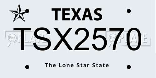TSX2570 Texas License Plate