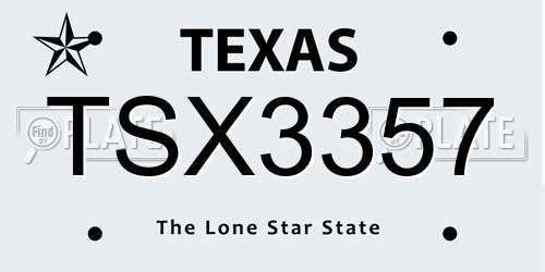 TSX3357 Texas License Plate